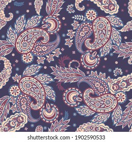 Paisley Floral oriental ethnic Pattern. Vector Seamless Ornamental Indian fabric patterns.