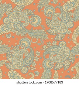 Paisley Floral oriental ethnic Pattern. Vector Seamless Ornamental Indian fabric patterns.