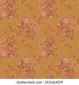 Paisley Floral oriental ethnic Pattern. Seamless Vector Ornament. Damask fabric patterns.