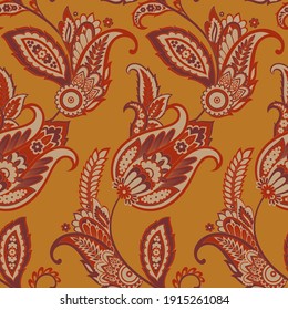 Paisley Floral oriental ethnic Pattern. Seamless Vector Ornament. Damask fabric patterns.