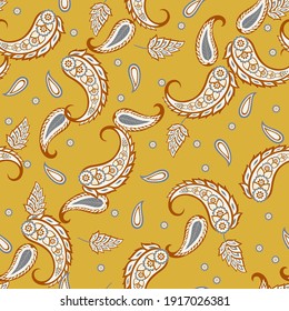 Paisley Floral oriental ethnic Pattern. Vector Seamless Ornamental Indian fabric patterns.
