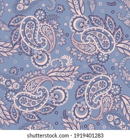 Paisley Floral oriental ethnic Pattern. Vector Seamless Ornamental Indian fabric patterns.