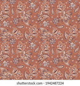 Paisley Floral oriental ethnic Pattern. Vector Seamless Ornamental Indian fabric patterns