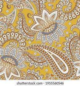 Paisley Floral oriental ethnic Pattern. Seamless Vector Ornament. Damask fabric patterns.