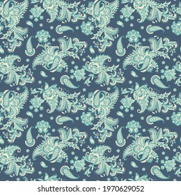 Paisley Floral oriental ethnic Pattern. Vector Seamless Ornamental Indian fabric patterns