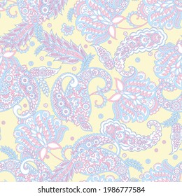 Patrón étnico oriental Paisley Floral. Ornamento vectorial impecable. Motivos ornamentales de los patrones de tejido indio