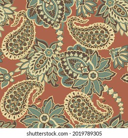 Paisley Floral oriental ethnic Pattern. Seamless Vector Ornament. Damask fabric patterns.