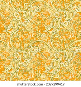 Paisley Floral oriental ethnic Pattern. Seamless Vector Ornament. Ornamental motifs of the Indian fabric patterns.