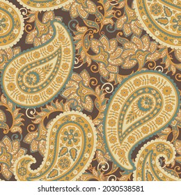 Paisley Floral oriental ethnic Pattern. Seamless Vector Ornament. Damask fabric patterns.