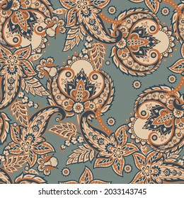 Paisley Floral oriental ethnic Pattern. Seamless Vector Ornament. Damask fabric patterns.