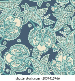 Paisley Floral oriental ethnic Pattern. Seamless Vector Ornament. Damask fabric patterns.