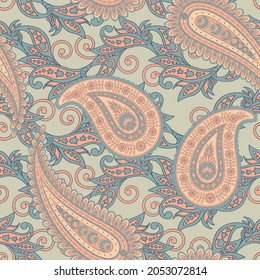 Paisley Floral oriental ethnic Pattern. Seamless Vector Ornament. Damask fabric patterns.