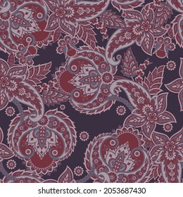 Paisley Floral oriental ethnic Pattern. Seamless Vector Ornament. Damask fabric patterns.