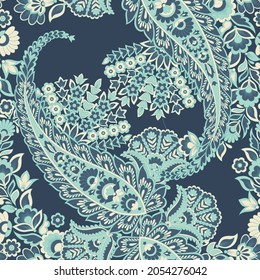 Paisley Floral oriental ethnic Pattern. Vector Seamless Ornamental Indian fabric patterns.