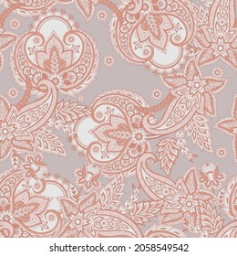 Paisley Floral oriental ethnic Pattern. Seamless Vector Ornament. Damask fabric patterns.