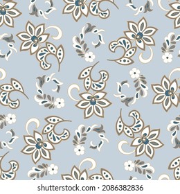 Paisley Floral oriental ethnic Pattern. Seamless Vector Ornament. Ornamental motifs of the Indian fabric patterns.