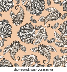 Paisley Floral oriental ethnic Pattern. Seamless Vector Ornament. Damask fabric patterns