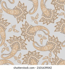 Paisley Floral oriental ethnic Pattern. Seamless Vector Ornament. Damask fabric patterns