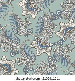 Paisley Floral oriental ethnic Pattern. Seamless Vector Ornament. Damask fabric patterns.