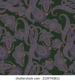 Paisley Floral oriental ethnic Pattern. Seamless Vector Ornament. Ornamental motifs of the Indian fabric patterns.