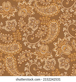 Paisley Floral oriental ethnic Pattern. Vector Seamless Ornamental Indian fabric patterns.