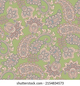 Paisley Floral oriental ethnic Pattern. Vector Seamless Ornamental Indian fabric patterns.