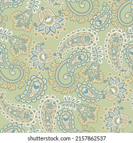 Paisley Floral oriental ethnic Pattern. Vector Seamless Ornamental Indian fabric patterns.