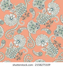 Paisley Floral oriental ethnic Pattern. Seamless Vector Ornament. Damask fabric patterns.