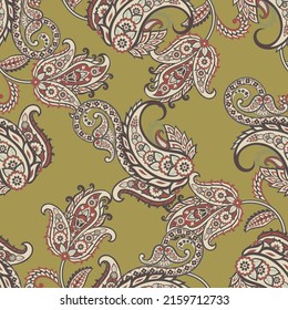 Paisley Floral oriental ethnic Pattern. Seamless Vector Ornament. Damask fabric patterns.