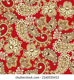 Paisley Floral oriental ethnic Pattern. Vector Seamless Ornamental Indian fabric patterns.