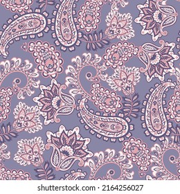 Paisley Floral oriental ethnic Pattern. Vector Seamless Ornamental Indian fabric patterns.