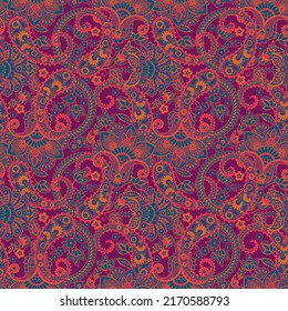 Paisley Floral oriental ethnic Pattern. Seamless Vector Ornament. Damask fabric patterns.