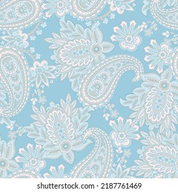 Paisley Floral oriental ethnic Pattern. Seamless Vector Ornament. Ornamental motifs of the Indian fabric patterns.