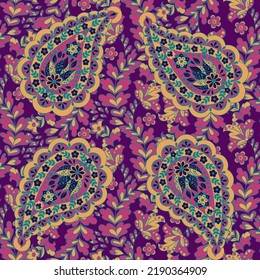 Paisley Floral oriental ethnic Pattern. Seamless Vector Ornament. Damask fabric patterns.