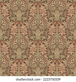 Paisley Floral oriental ethnic Pattern. Vector Seamless Ornamental Indian fabric patterns.