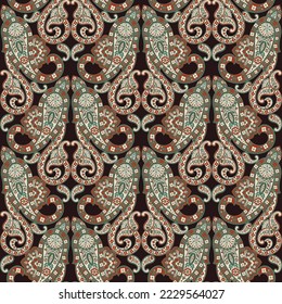 Paisley Floral oriental ethnic Pattern. Vector Seamless Ornamental Indian fabric patterns.