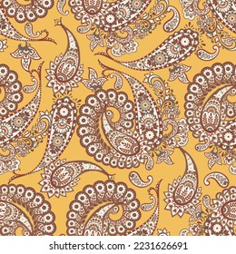Paisley Floral oriental ethnic Pattern. Seamless Vector Ornament. Damask fabric patterns.