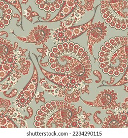 Paisley Floral oriental ethnic Pattern. Seamless Vector Ornament. Damask fabric patterns.