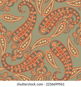 Paisley Floral oriental ethnic Pattern. Seamless Vector Ornament. Damask fabric patterns.