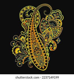 Paisley Floral oriental ethnic Pattern. Vector Damask Ornament