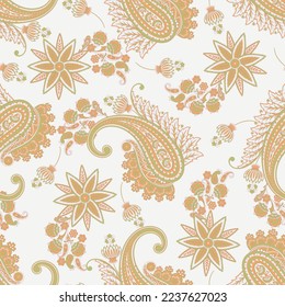 Paisley Floral oriental ethnic Pattern. Seamless Vector Ornament. Damask fabric patterns