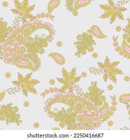 Paisley Floral oriental ethnic Pattern. Seamless Vector Ornament. Damask fabric patterns.