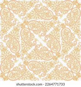 Paisley Floral oriental ethnic Pattern. Seamless Vector Ornament. Ornamental motifs of the Indian fabric patterns.