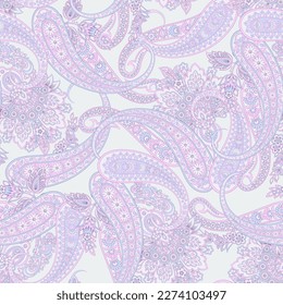 Paisley Floral oriental ethnic Pattern. Seamless Vector Ornament. Ornamental motifs of the Indian fabric patterns.