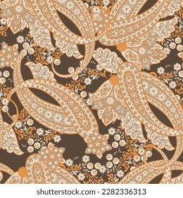 Paisley Floral oriental ethnic Pattern. Seamless Vector Ornament. Damask fabric patterns.