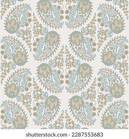 Paisley Floral oriental ethnic Pattern. Vector Seamless Ornamental Indian fabric patterns.