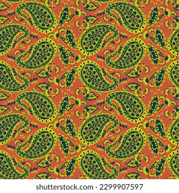 Paisley Floral oriental ethnic Pattern. Seamless Vector Ornament. Ornamental motifs of the Indian fabric patterns.