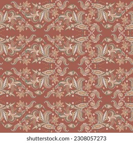 Paisley Floral oriental ethnic Pattern. Vector Seamless Ornamental Indian fabric patterns.