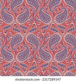 Paisley Floral oriental ethnic Pattern. Seamless Vector Ornament. Ornamental motifs of the Indian fabric patterns.