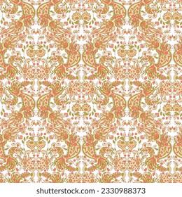 Paisley Floral oriental ethnic Pattern. Seamless Vector Ornament. Damask fabric patterns.